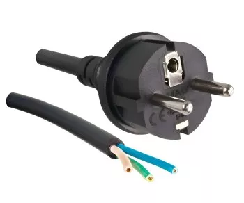 Rubber/Neoprene power cord 1.5 mm², CEE 7/7, Open-End 3cm stripped, H07RN-F 3G, VDE, length 3.00m